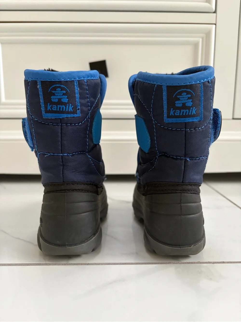 Kamik Kids Snow Boots Size 5 Blue Black Faux Fur Lined Winter Boots